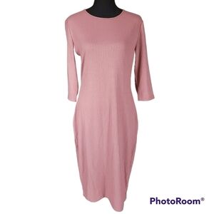 New W Tags Bailey’s Blossom Boutique sz M Ribbed Dusty Pink BodyCon Dress